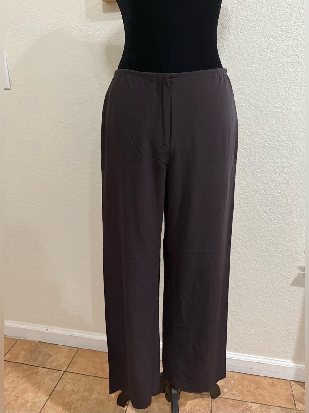 Eileen Fisher Wide-Leg Trouser Pants in Brown
